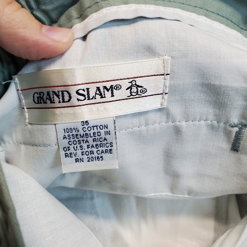 NWT Vintage Grand Slam Sage Green Pleated 7" Inseam High Rise Casual Shorts 36 - Picture 6 of 8